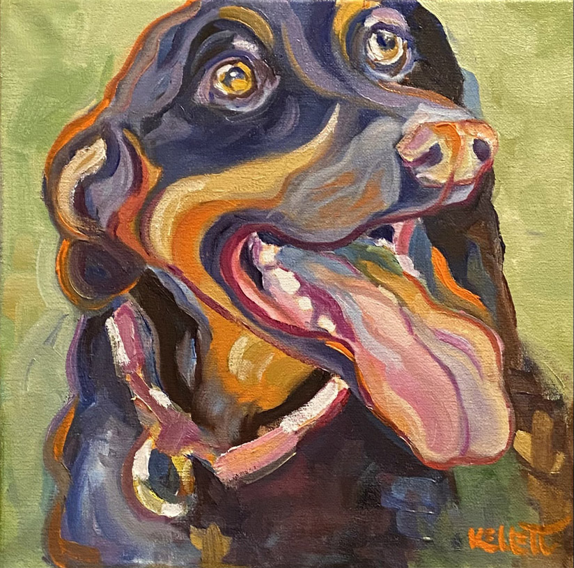Pam Kellett dog portrait tongue out