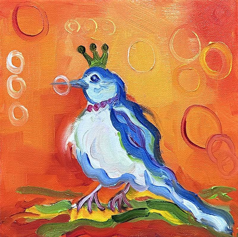 Bubbly Bluebird of Happiness Pam Kellett art